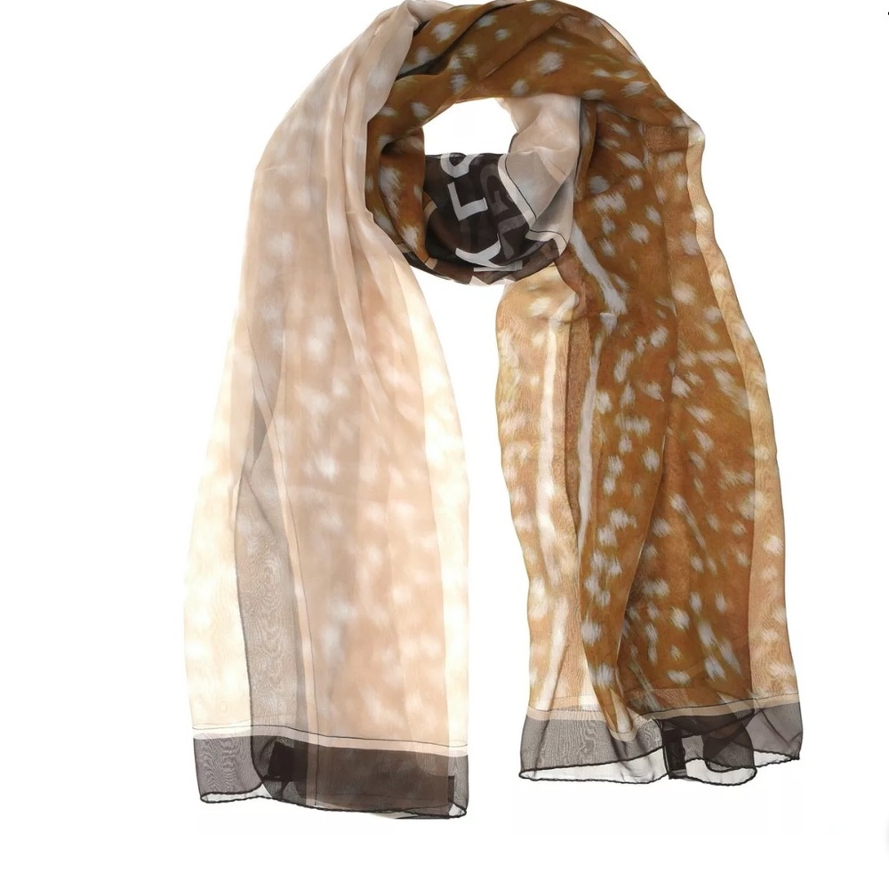 BURBERRY, Brown Spotted Deer Print Scarf , Unisex